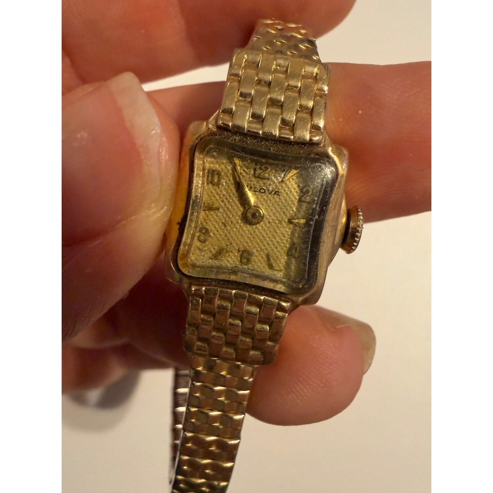 Vintage 1957 Bulova 10K‎ Gold Filled Women Cocktail Watch L7 Square Case 7447082